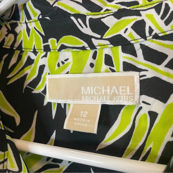 MICHAEL KORS Sleeveless Bamboo Knot Shirt Dress size 12 pear/black - Picture 12 of 12